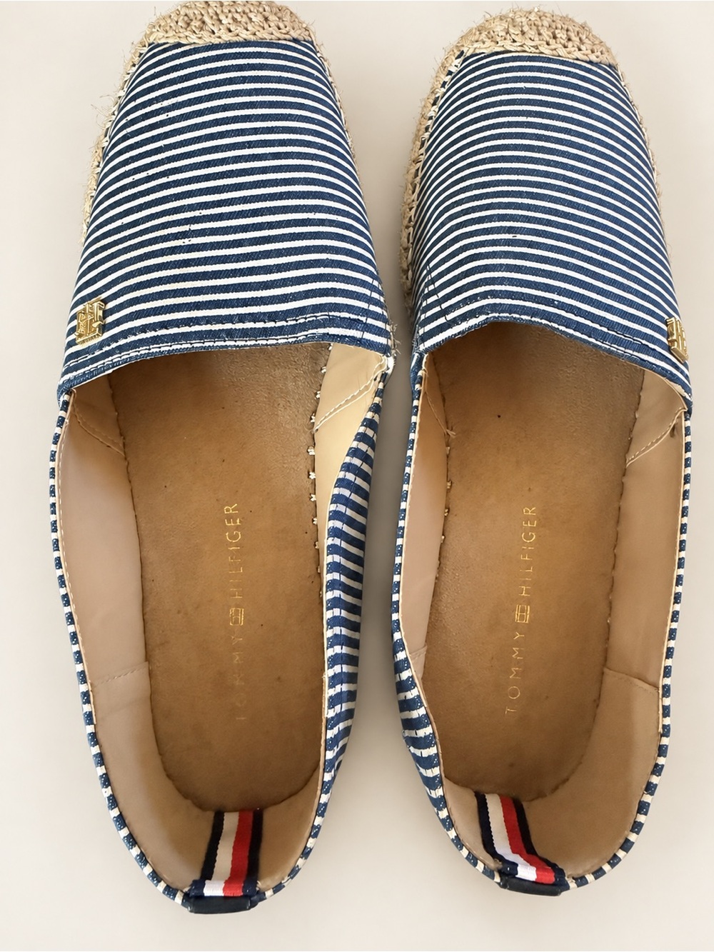 Tommy Hilfiger Navy White Striped Espadrille Flats Women’s 10M